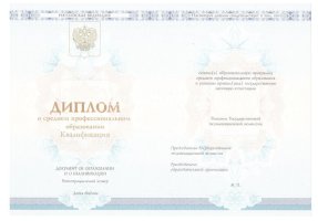 Диплом колледжа 2014 - 2019 в Иркутске